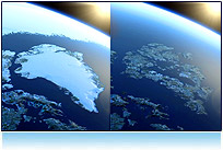 Greenland Ice Cap Melting, Global Warming Animation. Royalty Free footage clip art video high def 3d picture image computer animation