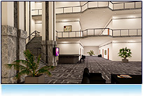 3D virtual hotel lobby -- multi user virtual world for business and education, Qwaq, Second life, ActiveWorlds, Caneva